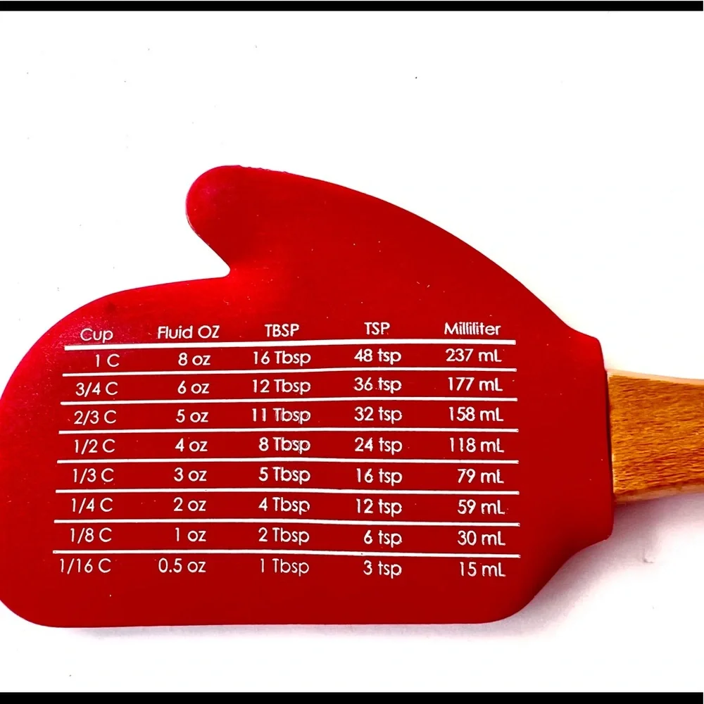 Christmas Mitten Shaped Plaid Silicone Spatula Wood Handle Joy Engraved - Picture 8 of 8